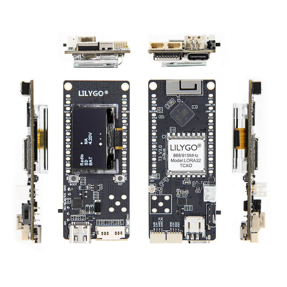 868MHZ - LILYGO T3 V3.0 TCXO LoRa SX1276 ESP32 WiFi Bluetooth Module 0.96 Inch OLED Display 4MB Flas