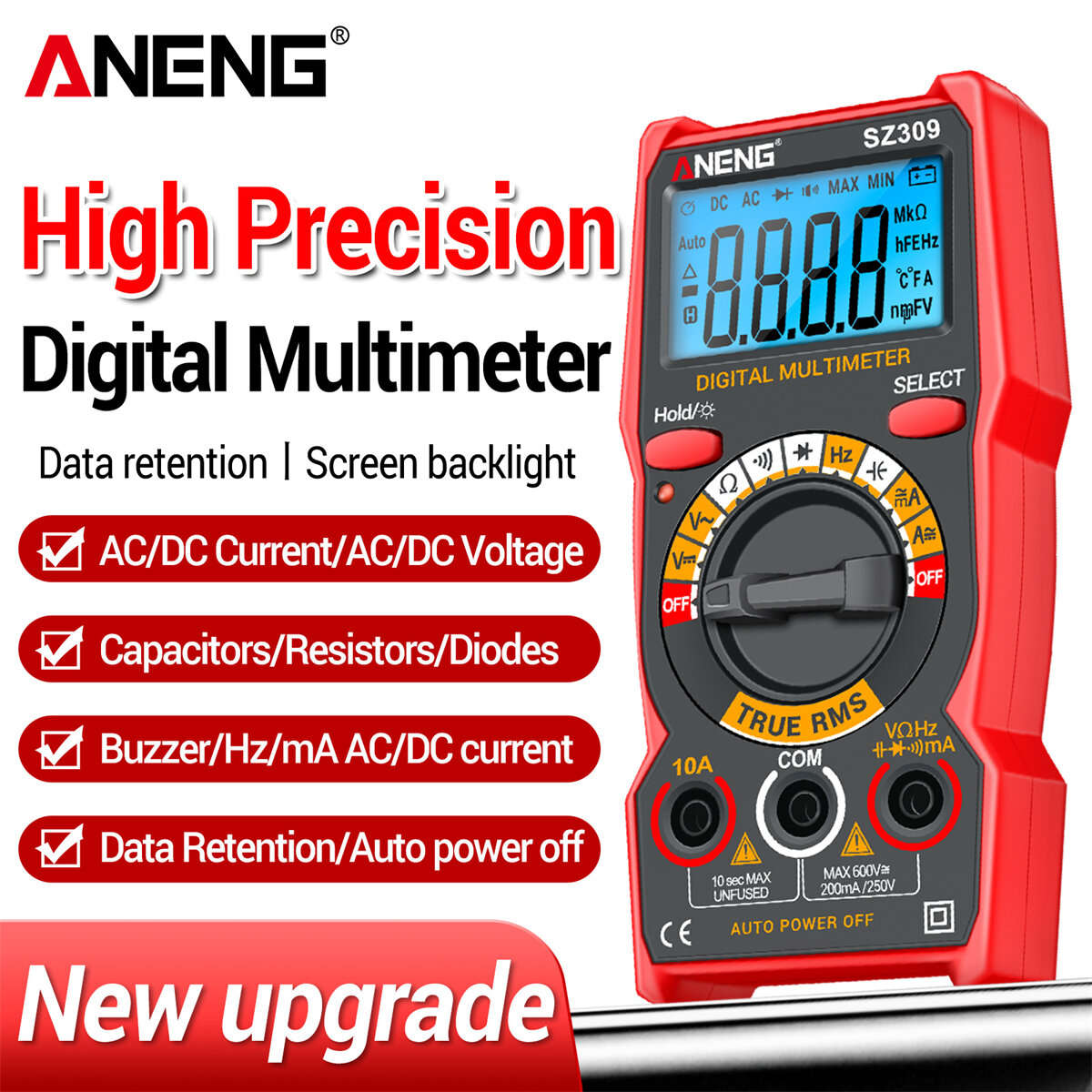 SZ309Pro - ANENG SZ309 SZ309pro Digital Multimeter AC DC Voltage Current Tester 600V 10A Resistance