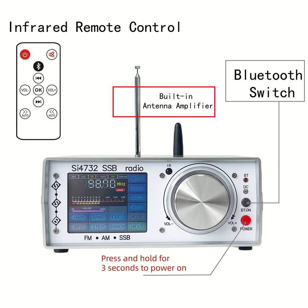 Bluetooth type - ATS-25 Full Band Radio Receiver Touch Screen Bluetooth RCA Stereo Output Rechargeab