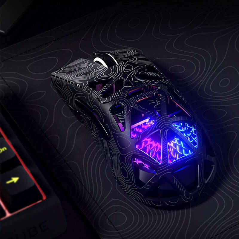 Black - FURYCUBE G11 Hollow Design Wireless Gaming Mouse with RGB Light Three-mode PAW3311 Sensor 22