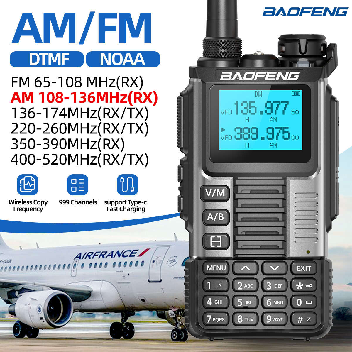 Baofeng UV-K67 High Power Walkie Talkie 999CH Multi-band Wireless Copy Frequency Type-C DTMF NOAA Tw