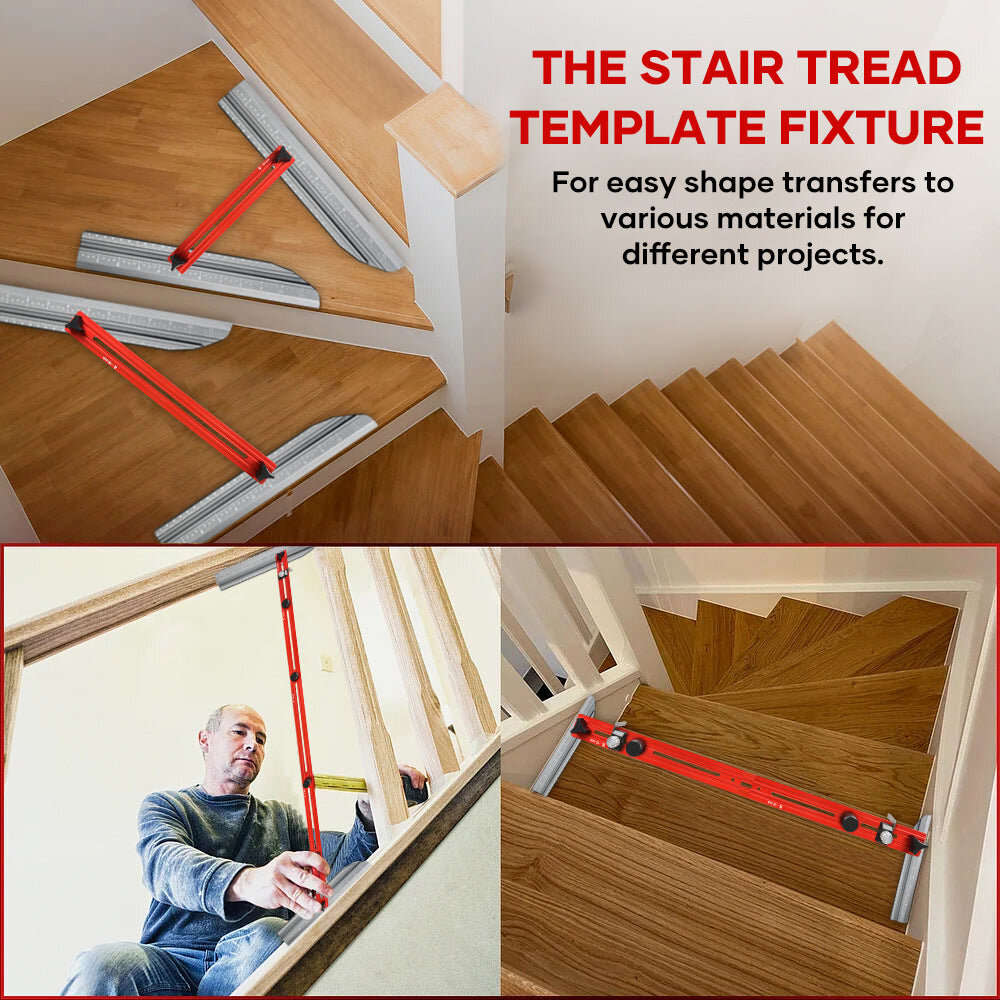 Red - Stair Tread Template Tool Stair Treads Gauge Template Tool Stair Jig Heavy Duty Stair Tread La