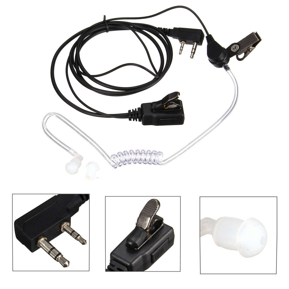 2 Pin Flexible Acoustic Tube Mic Earphone for Baofeng Kenwood Retevis TYT Walkie Talkie Two Way Radi