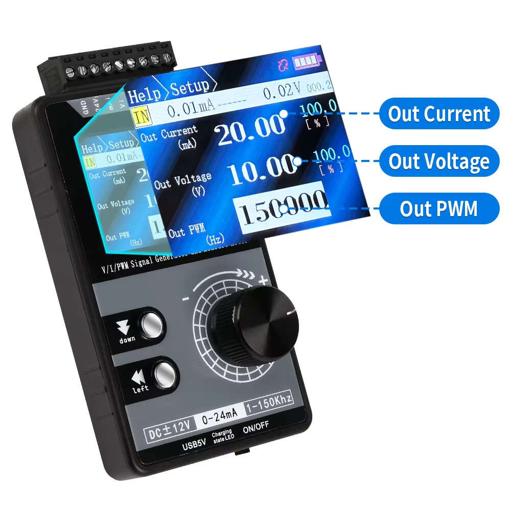 Lithium battery - Multifunctional PWM Signal Generator Handheld Current Source 0-20mA 4-20mA 12V 50V