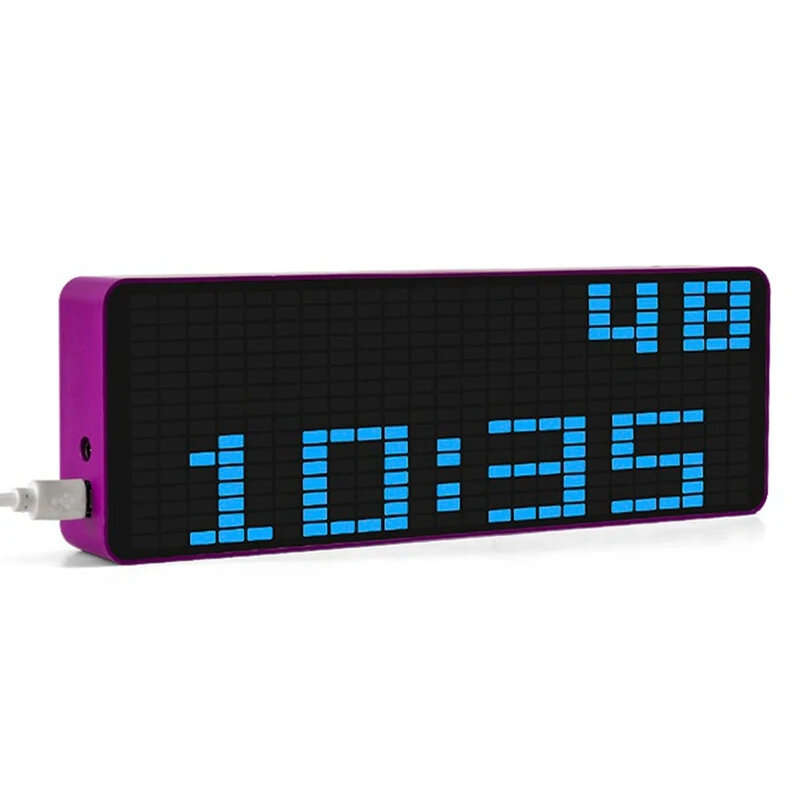 Blue - Multi-color LED Music Spectrum Electronic Clock Sound Control Rhythm Light 16*24 RGB Pickup A