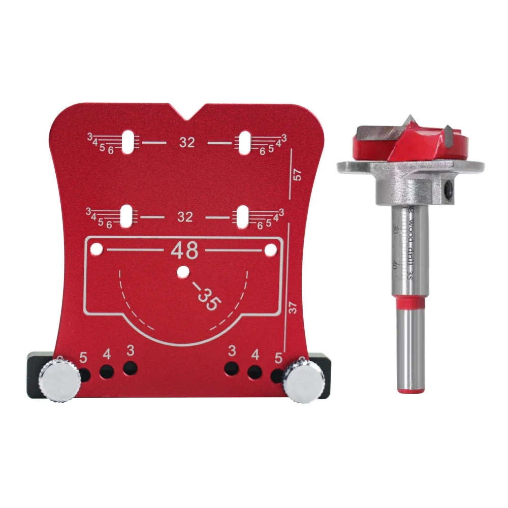#D - 35mm Woodworking Hinge Hole Opener Punch Tool with Punch Locator and Limiting Frame Premium Alu