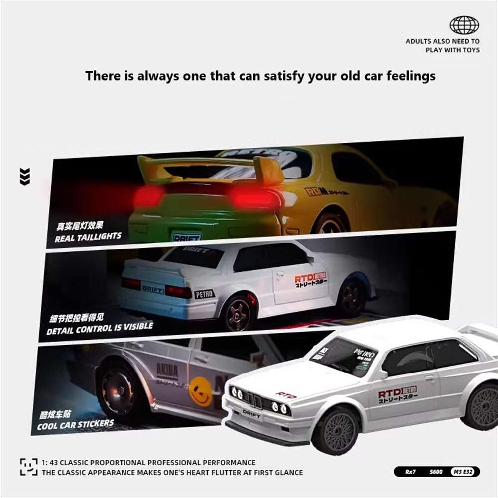 White 1 - K1/K2/K3 RTR 1/43 2.4G 4WD Mini Drift RC Car Race LED Light Full Scale Desktop Remote Cont