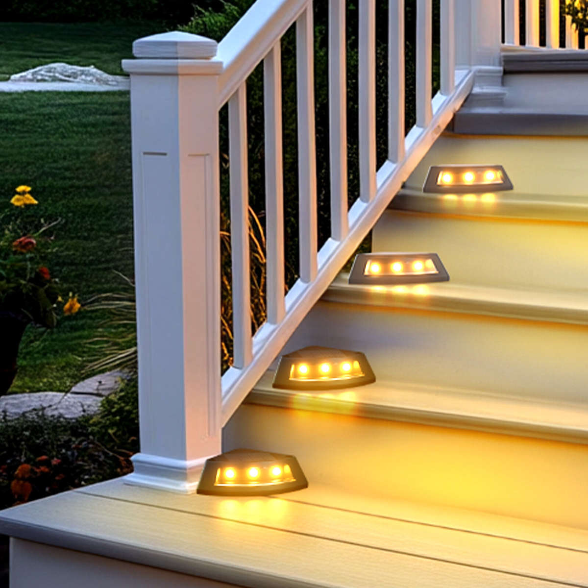 White Light - 4Pack Outdoor Solar Lights Yard Lamp Landscape Decor Villa Balcony Garden Wall Step La