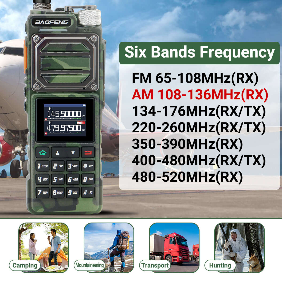 Green - Baofeng UV-25 Walkie Talkie 10W High Power Two-Way Radio Multi-Band 1.77-Inch Color Screen 9