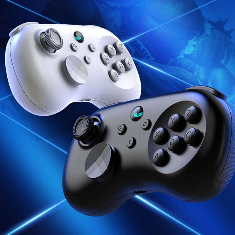 White - Y04 Fighting Game Controller 6 Buttons Layout Hall Effect Joystick Max 6000Hz Polling Rate A