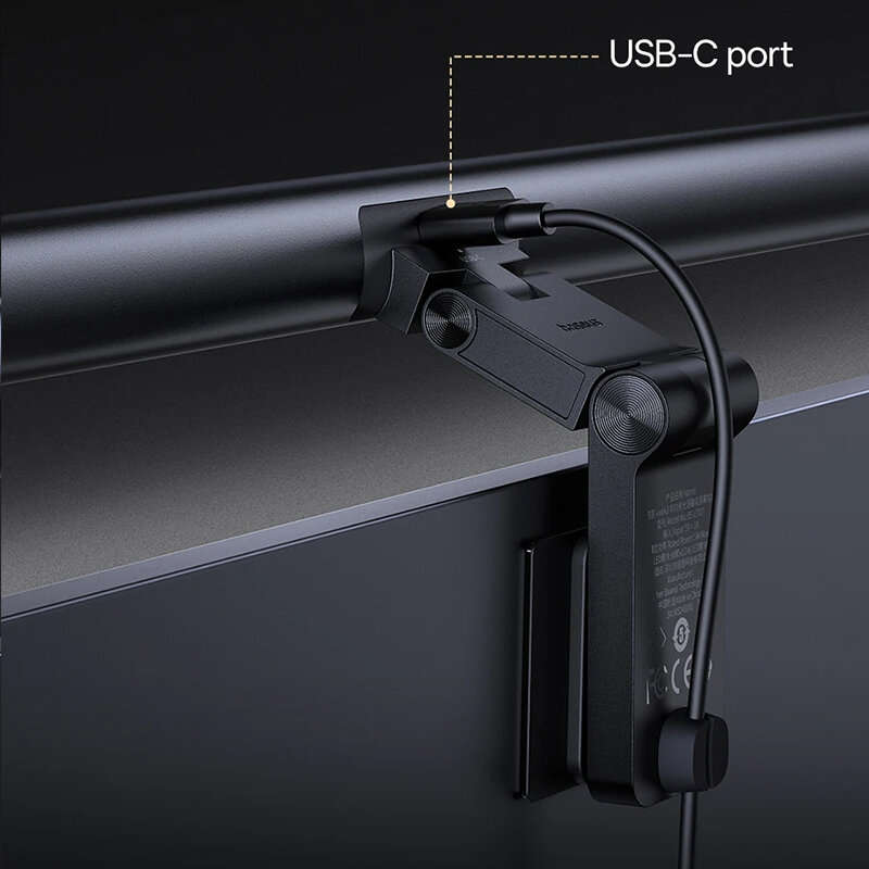 Black - Baseus Asymmetric Light Source Magnetic Monitor Light Bar Desk Lamp Stepless Touch Dimming U