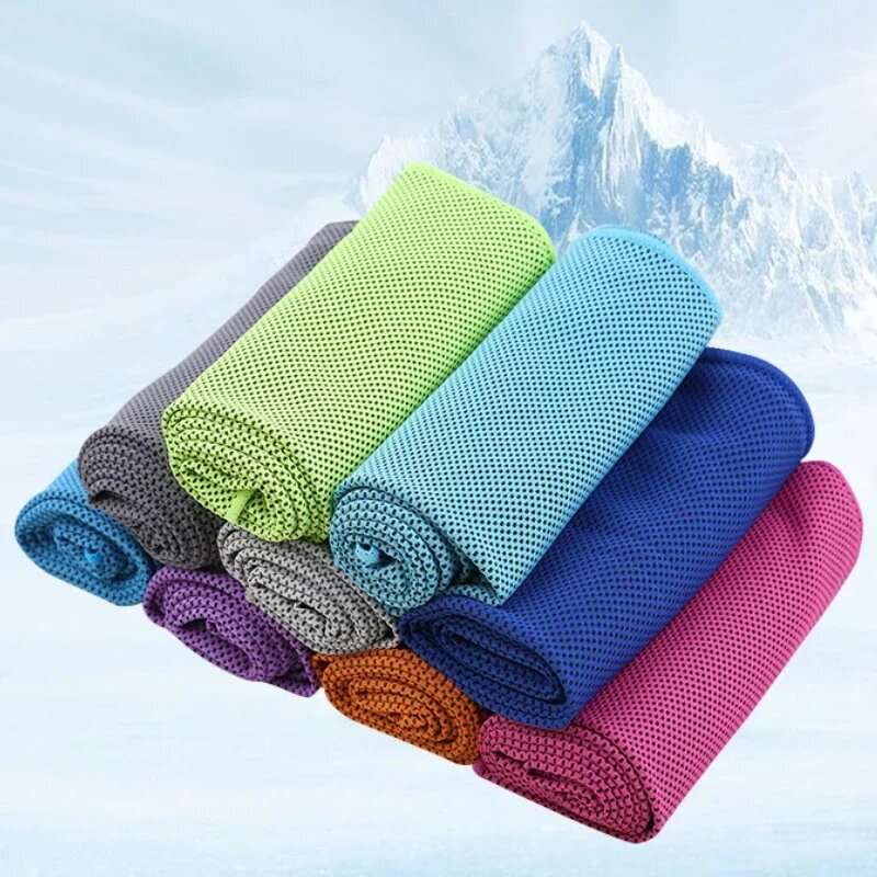 Sky Blue - KALOAD 1pcs Portable Quick Drying Summer Cooling Towel with Round Silicone Box Soft Breat