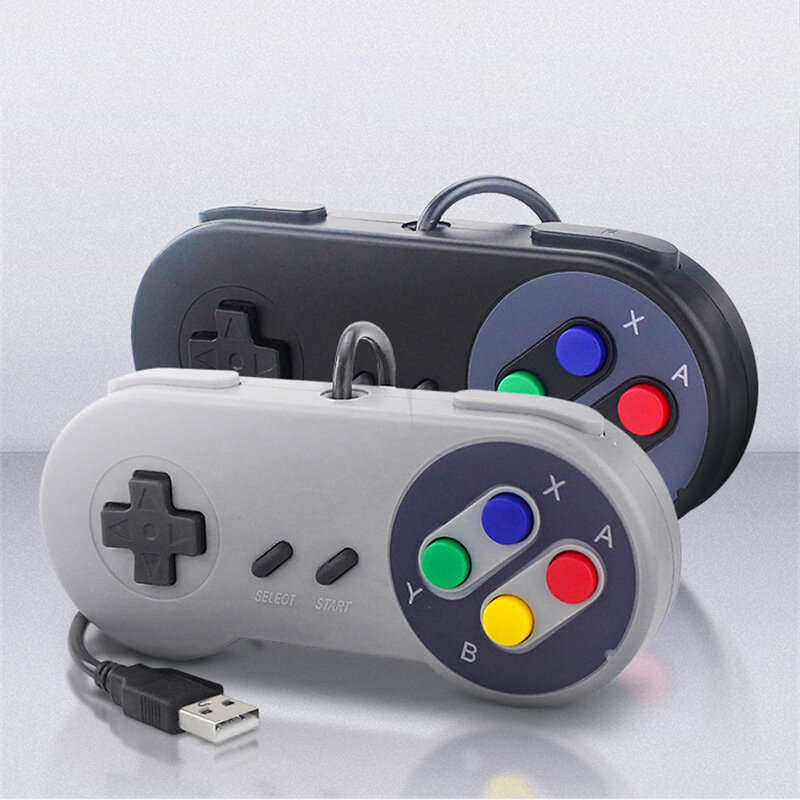 Black 2pcs - Retro Style USB Gamepad Controller for PC Raspberry Pi High Sensitivity Plug and Play S