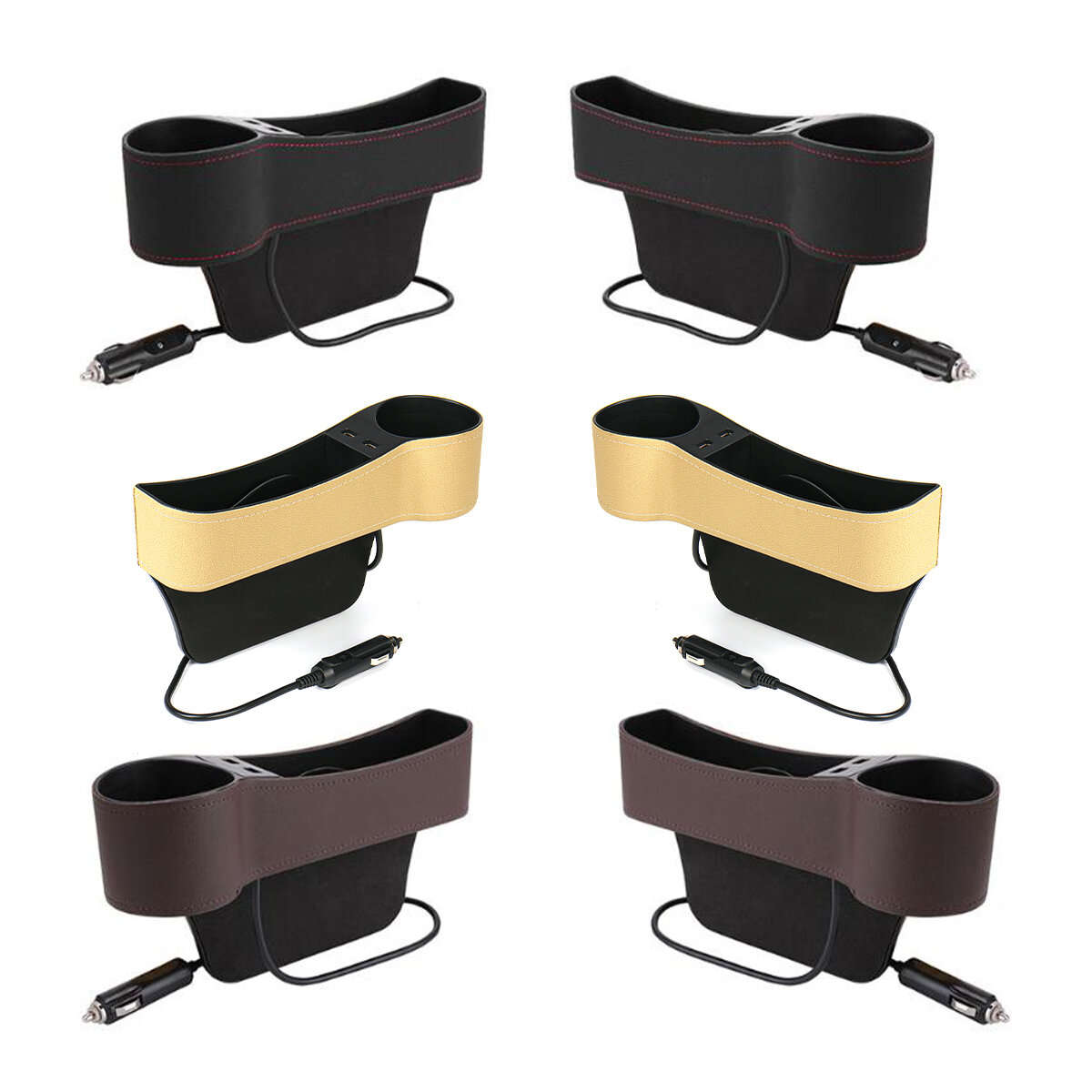 Universal Car Seat Crevice Box Storage Cup Holder Organizer Gap Inserted Stand - Black Main driver