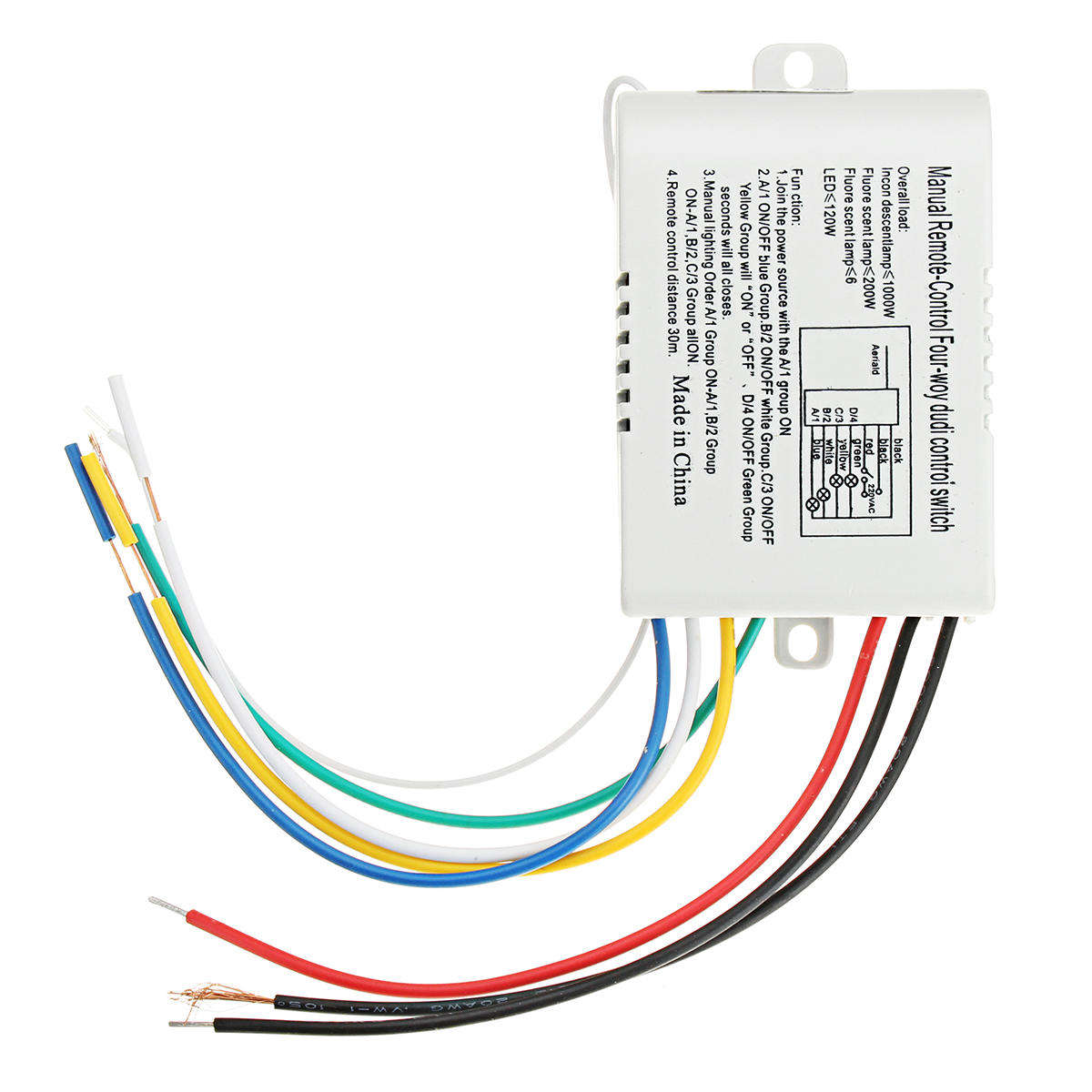 4 Way On Off Wireless Remote Control Switch Receiver Transmitter For Led Lamp