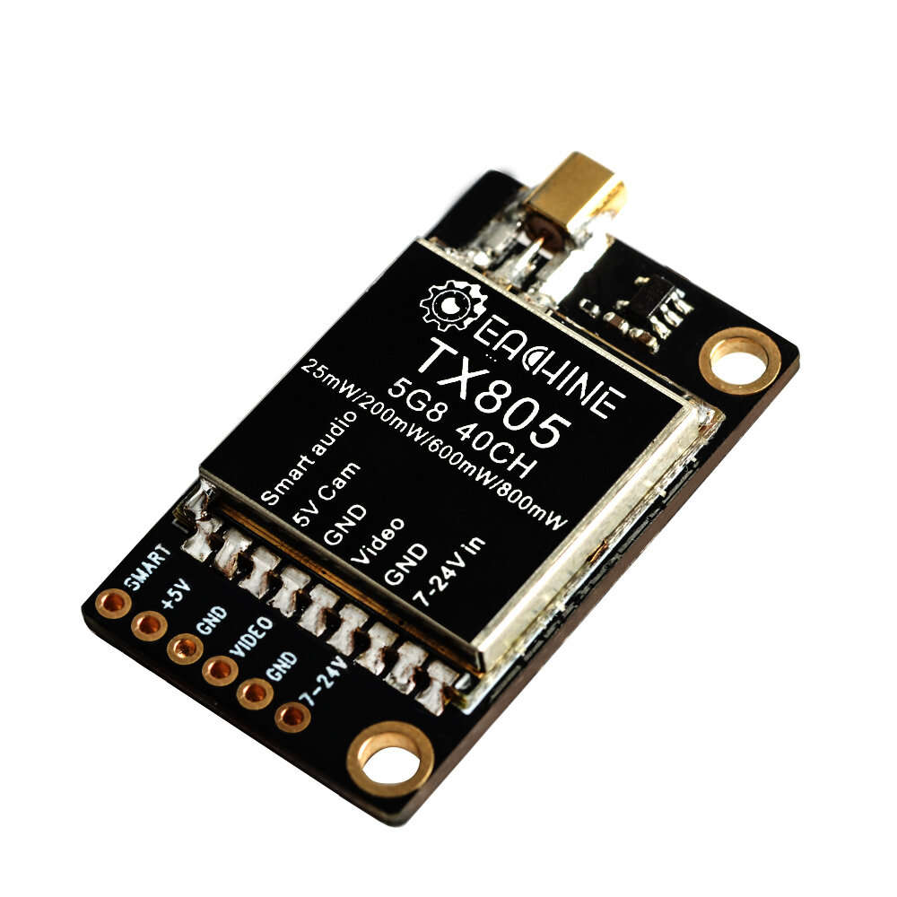 SMA Female - Eachine TX805 5.8GHz 40CH FPV VTX, 25/200/600/800mW Switchable, SmartAudio OSD, Pit Mod