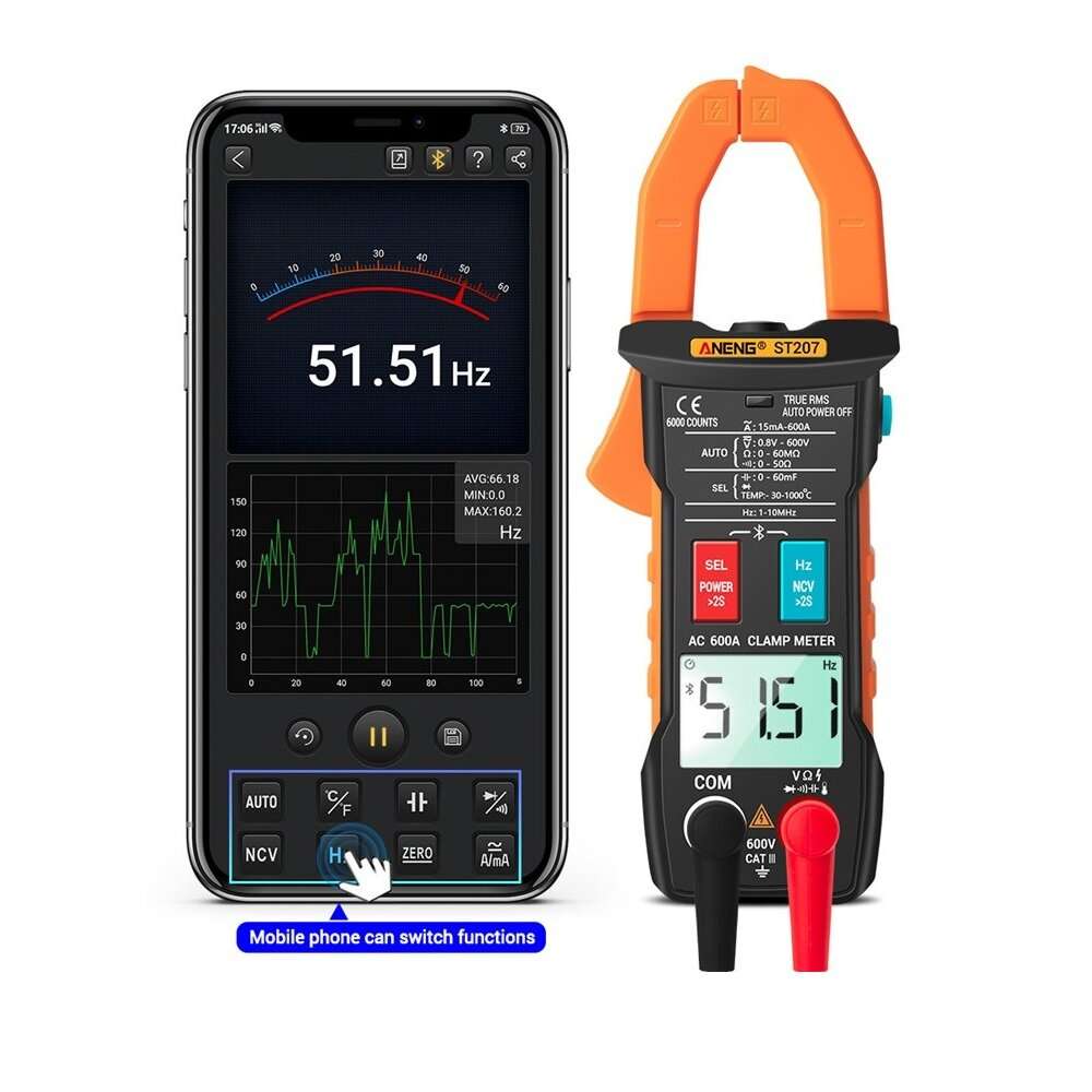 ANENG ST207 Digital bluetooth Multimeter Clamp Meter 6000 Counts True RMS DC/AC Voltage Tester AC Cu