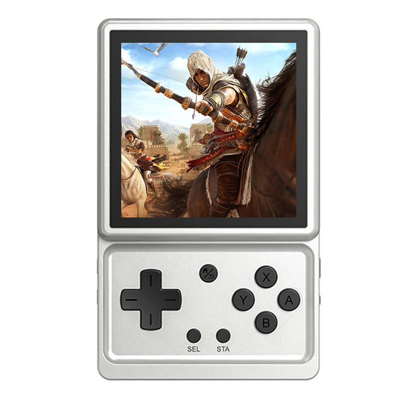 Silver - [No Card] ANBERNIC RG Rotate 3.5-inch Touchscreen Handheld Game Console Tiger T618 Octa Cor