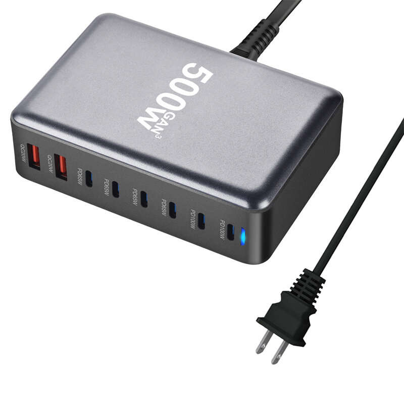 White & US Plug - [GaN Tech]Bakeey YMX-500W 500W 8-Port USB PD Charger 2USB-A+6USB-C PD QC Fast Char