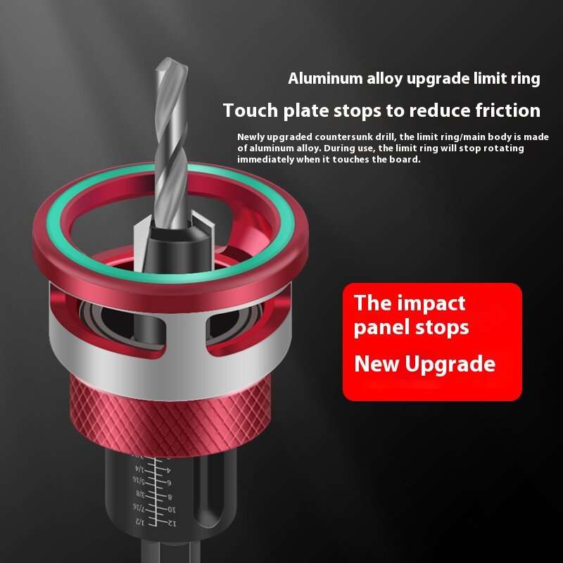Red - 5pcs Countersink Drill Bit Set with Depth Stop High-quality 6542 Steel and Aluminum Alloy Mult