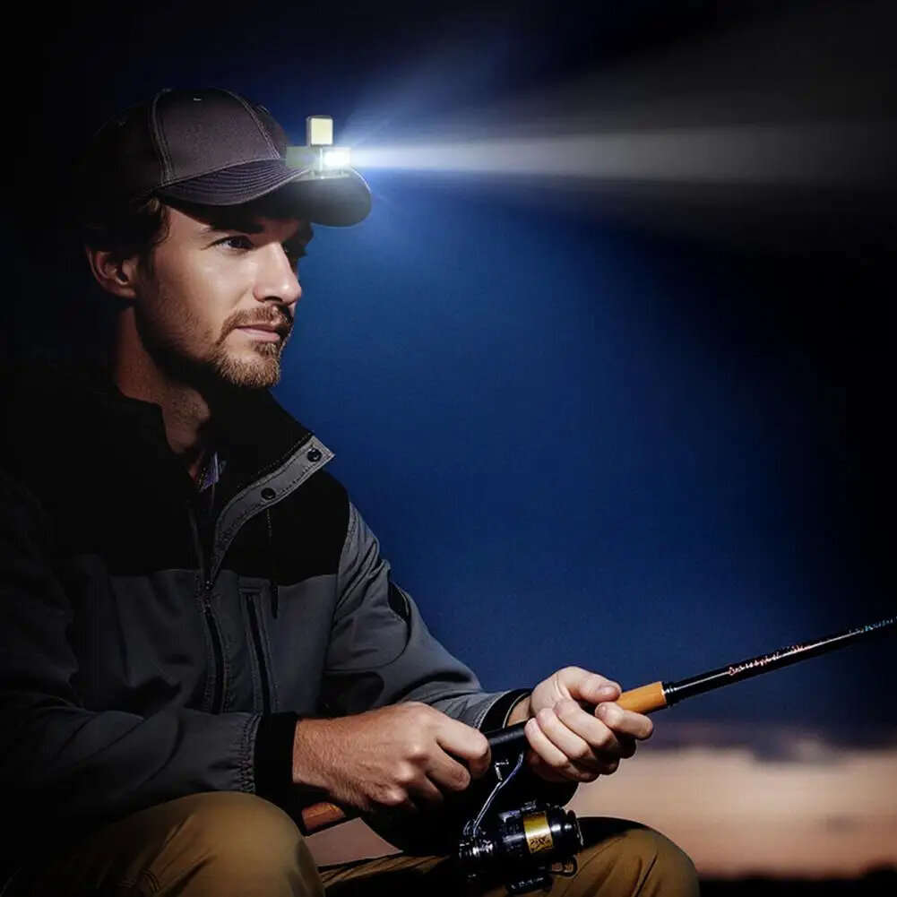 Black - Smiling Shark TIP-166 USB Rechargeable COB LED Headlamp Hands-Free Magnetic Clip-On Light Mo