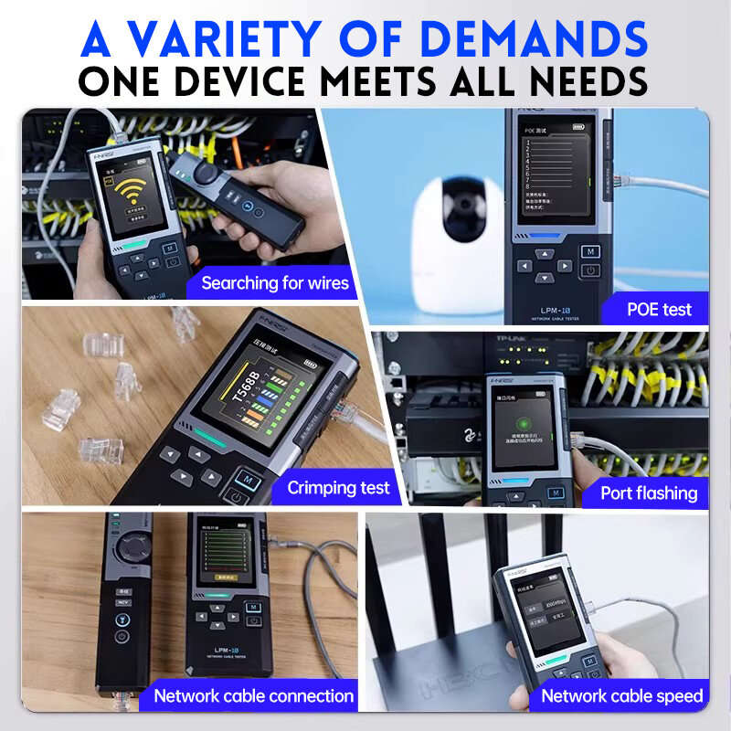 Black - FNIRSI LPM-10A Multifunction Network Cable Tester Anti-Interference Line Finder POE Test NCV