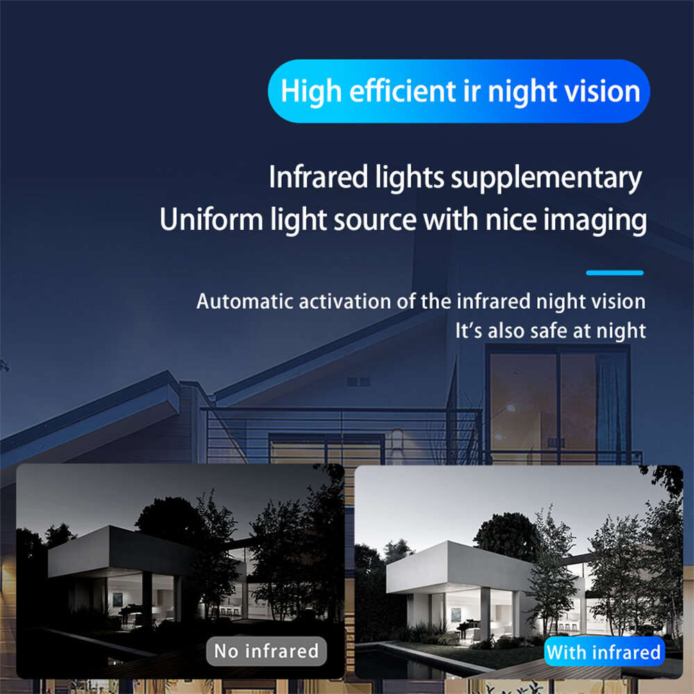 i9 WiFi Visual Doorbell 1MP Camera 120 Degree View Two-Way Talk Motion Detection Night Vision APP Co