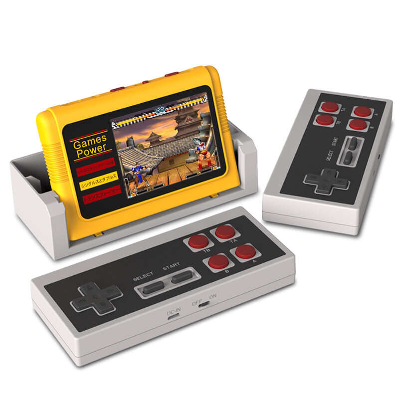 Yellow - K20 Portable Retro Game Console with Dual 2.4G Wireless Gamepad Built-in 1000+ Games 3.0inc