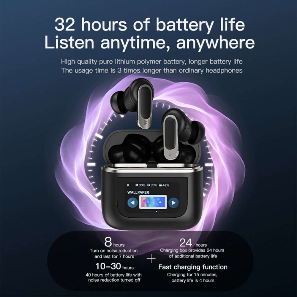 2Pcs - BlitzWolf BW-FYE16 LED Screen TWS Earbuds bluetooth Earphone Colorful Touch Screen Active Noi