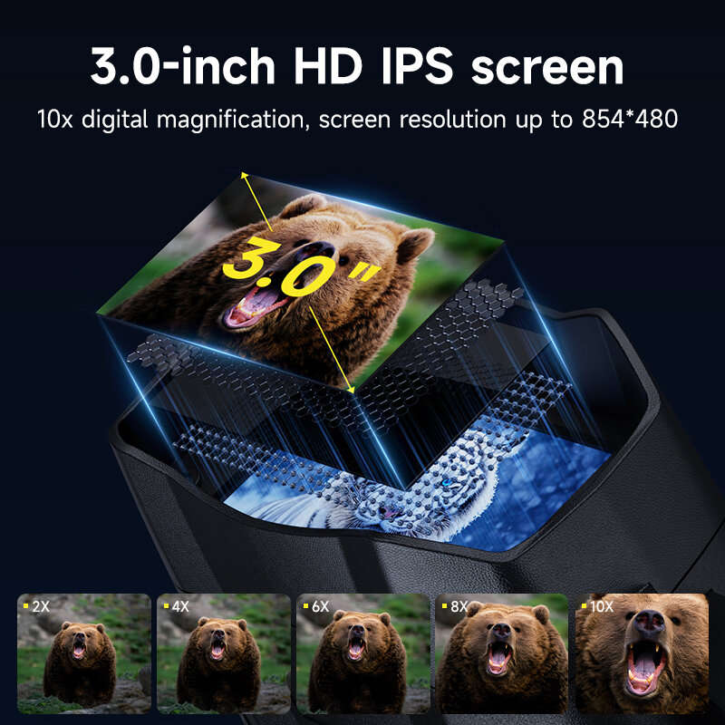 Black - 326 Night Vision Device 4K Ultra HD 800m Range 10x Zoom with 512G Storage