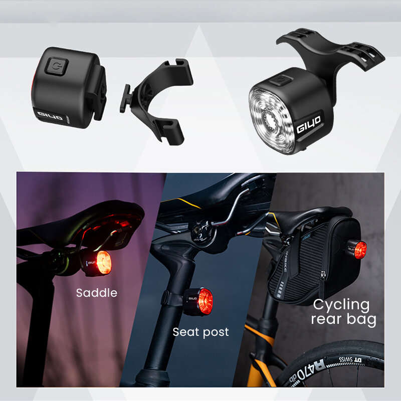 GL09S RGB - GIYO Smart Brake Sensing RGB Bicycle Taillight Waterproof Warning Flash Lamp USB Charge