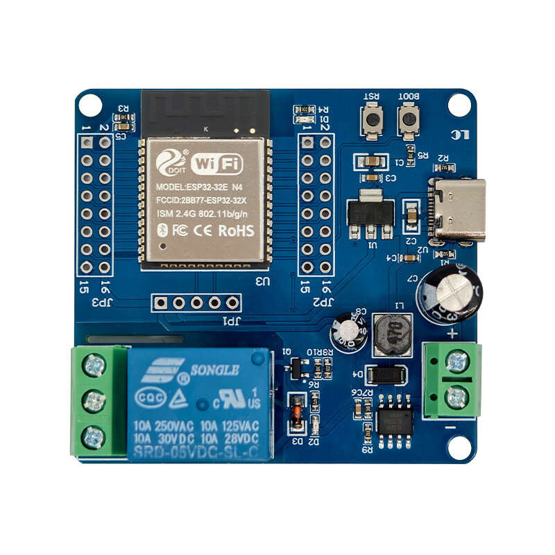 Board Only - ESP32-C6 WiFi BT Development Board DC 5-60V Single Channel Relay Module Onboard Type-C