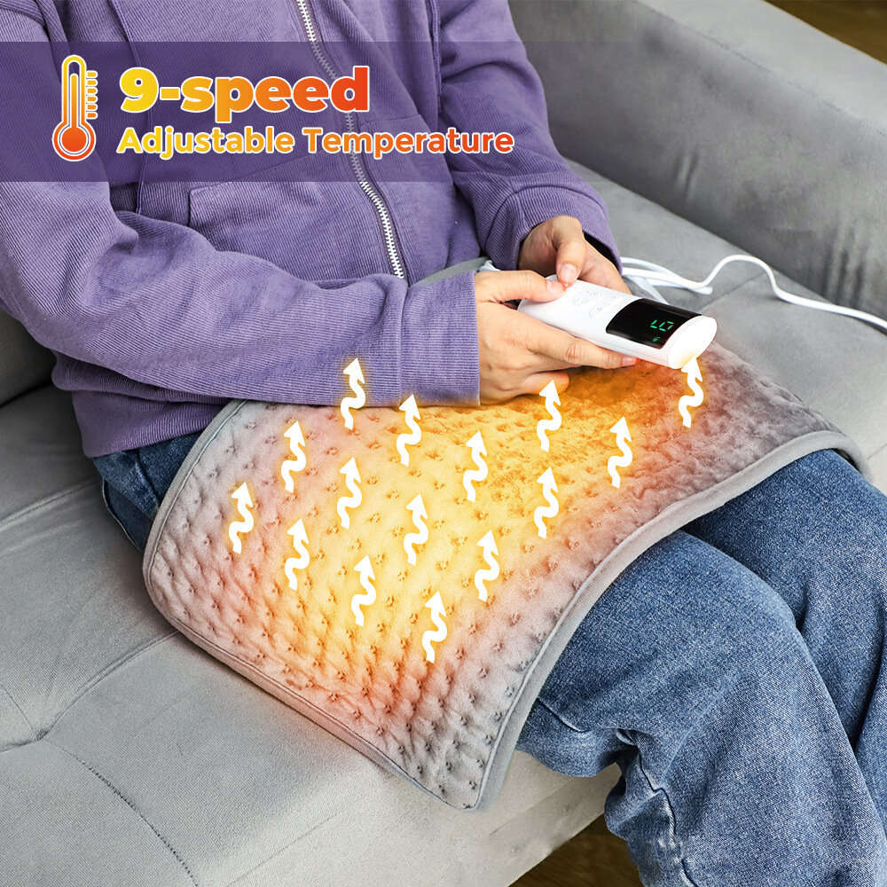 EU Plug - 30x60cm Electric Heating Blanket 9-Level Temperature Adjustment 4-Level Timed Multifunctio