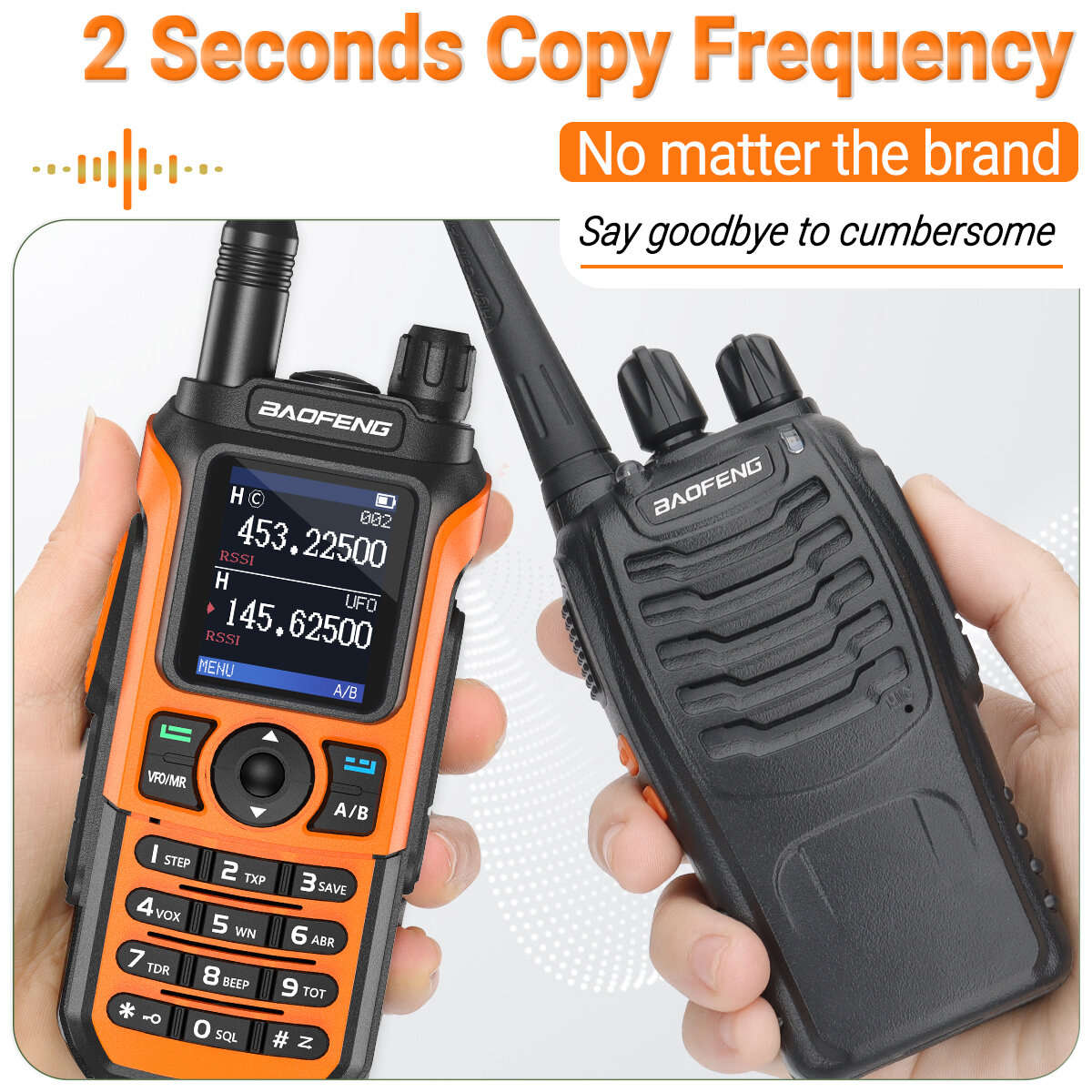 Grey - Baofeng UV-21 PRO L V2 Walkie Talkie Tri-band Long Range Portable Ham Radios Type-C Rechargea