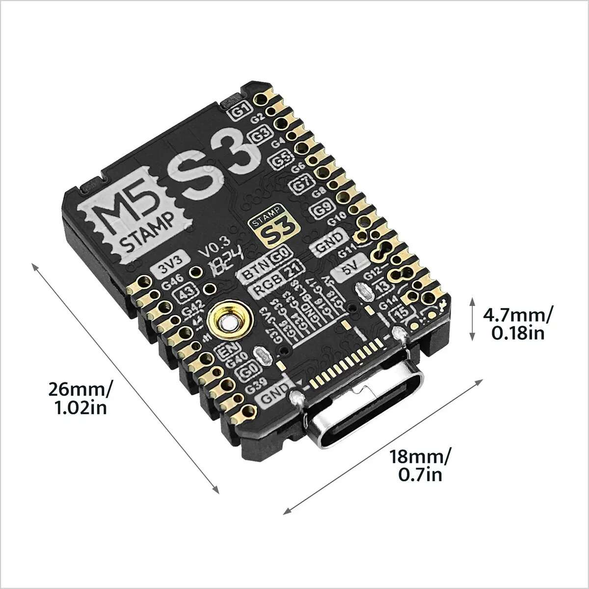 Black - M5Stack M5stampS3A Based ESP32-S3FN8 Embedded Module Programmable Development Board
