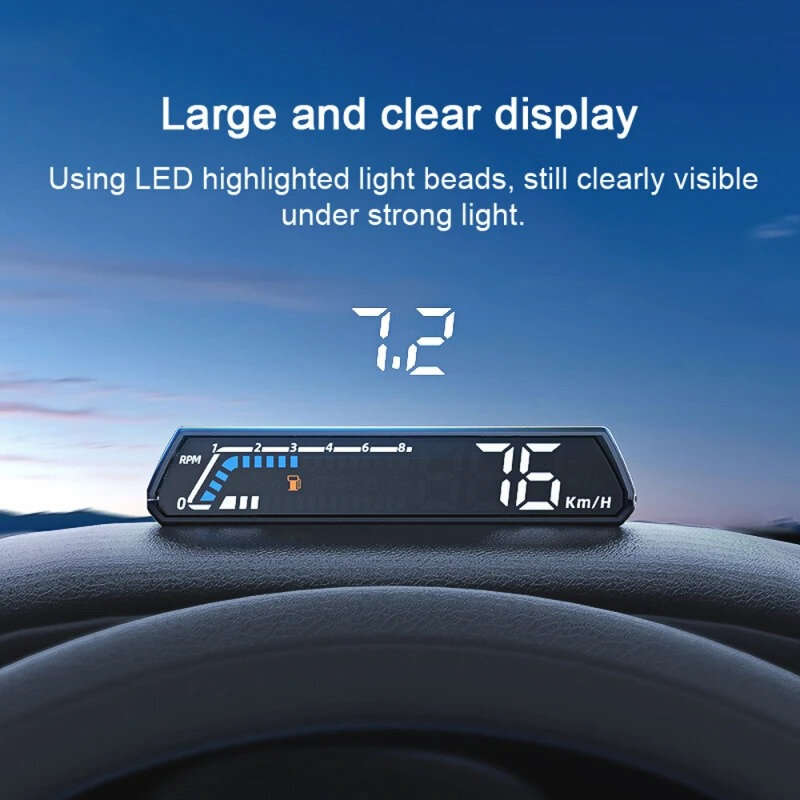 Black - Car Digital Speedometer Head Up Display 4.6 Inch Screen RPM Water Temperature Voltage Fuel C