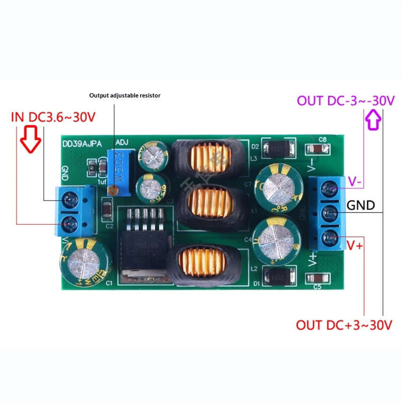 Green - DC 3.6-30V to DC 3-30V Step Up Step Down Converter Module 20W Dual Output Power Supply Adjus