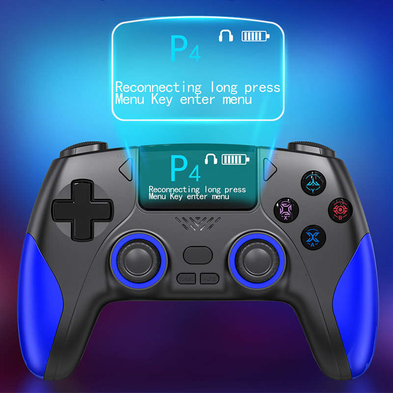 Black+Green - P4 Wireless Gaming Controller 1.47-inch OLED Screen bluetooth Gamepad with Hall Effect