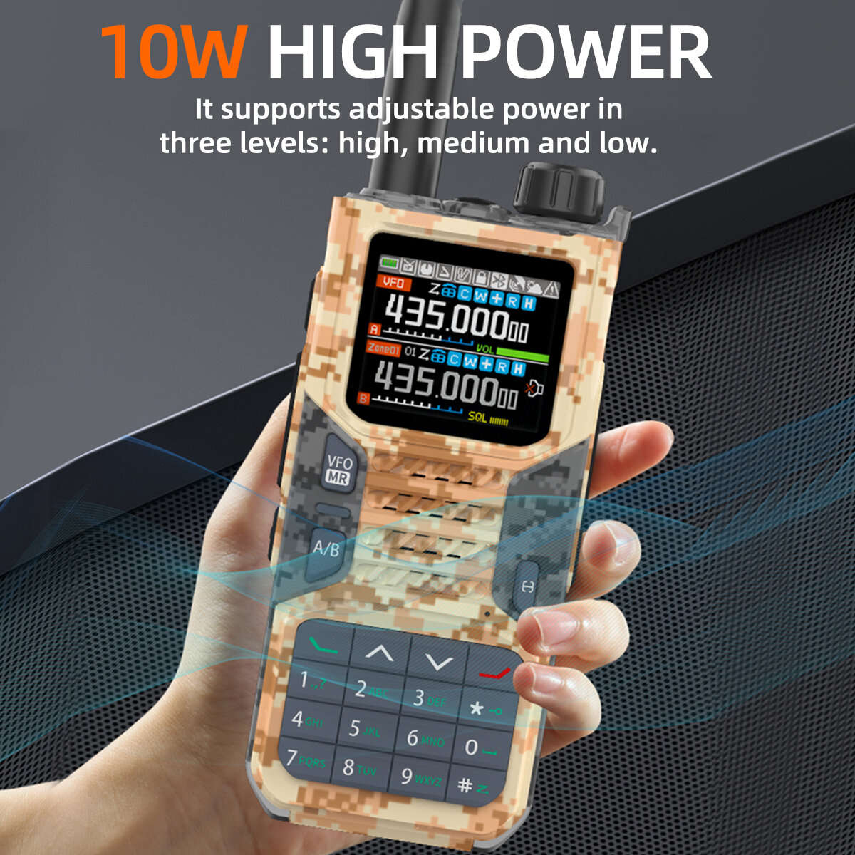 Camouflages Desert - BAOFENG RD-55 PRO 10W Walkie Talkie Multi-Band GPS APRS bluetooth Programming W