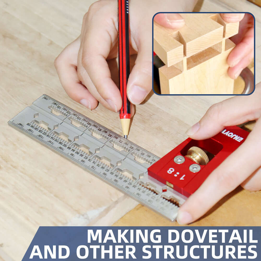 #B - ENJOYWOOD Stainless Steel Dovetail Marker Gauge Dovetail Jig Guide Woodworking Scriber 45 Degre