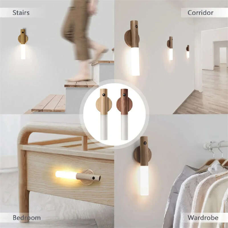5pcs White - Magnetic USB LED Human body sensing Night Light Kitchen Cabinet Light Home Stair Bedroo