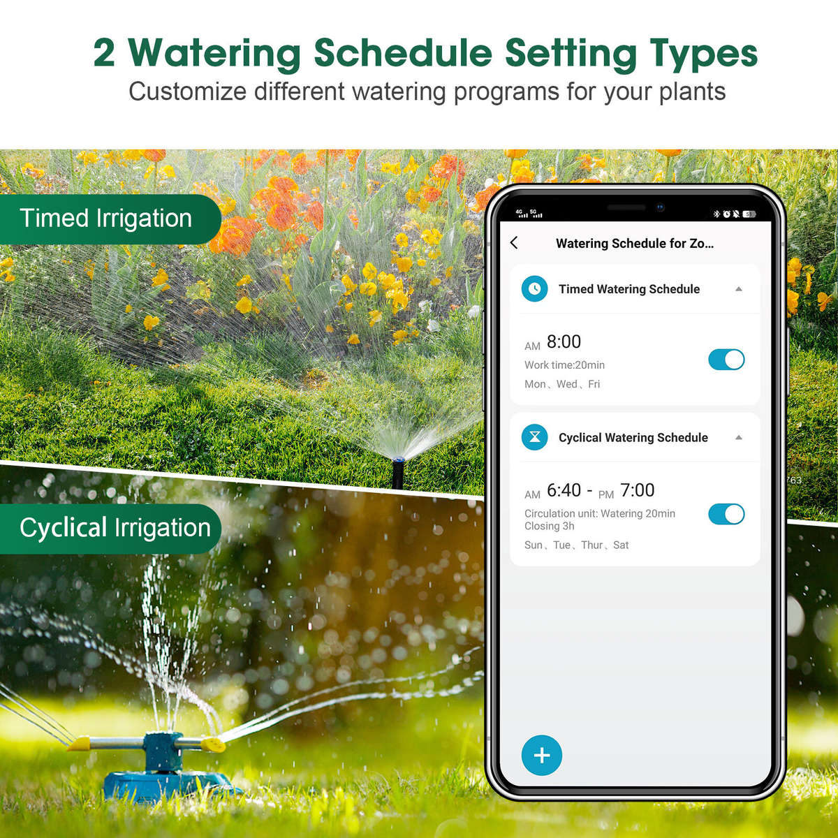 SGW08MZ +WG05 - SGW08MZ Tuya Zigbe 2 Zones Smart Irrigation Timer Digital Programming Watering Sched