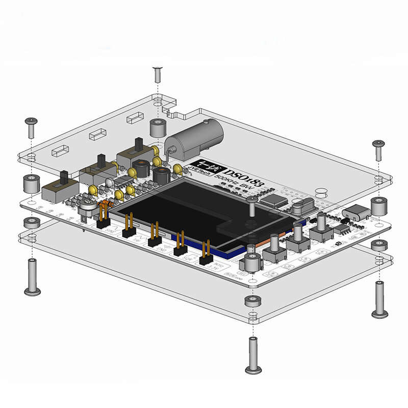 With Shell - JYETech DSO183 DIY Oscilloscope Kit 500KHz ADC Built in Signal Generator Waveform Displ