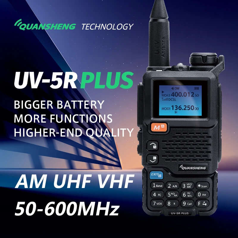 Quansheng UV-5R PLUS Walkie Talkie 5W Air Band Radio Charge UHF VHF DTMF FM Scrambler NOAA Wireless