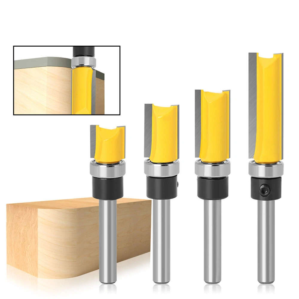 6.35mm Shank Router Bit Pattern Flush Trim Blade Bearing 1/2 Straight End Mill Slotting Milling Cut