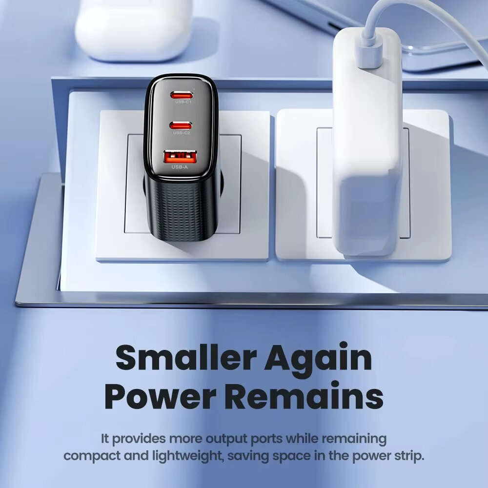 EU Plug - [GaN Tech] Toocki TCT40-22EU 40W 3-Port USB PD Charger USB-A+2USB-C PD Fast Charging Wall