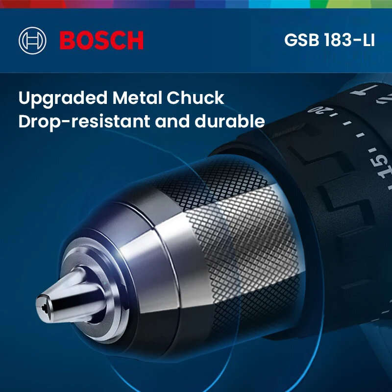 Without Battery - GSB 183-L for Bosch Cordless Impact Drill 18V Brushed Motor 56Nm Torque LED Light