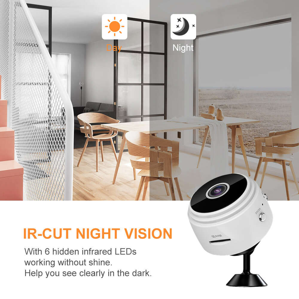 White - A9 Upgraded 1080P HD Mini Wireless WIFI IP Camera DVR Motion Detection Night Vision Sound De