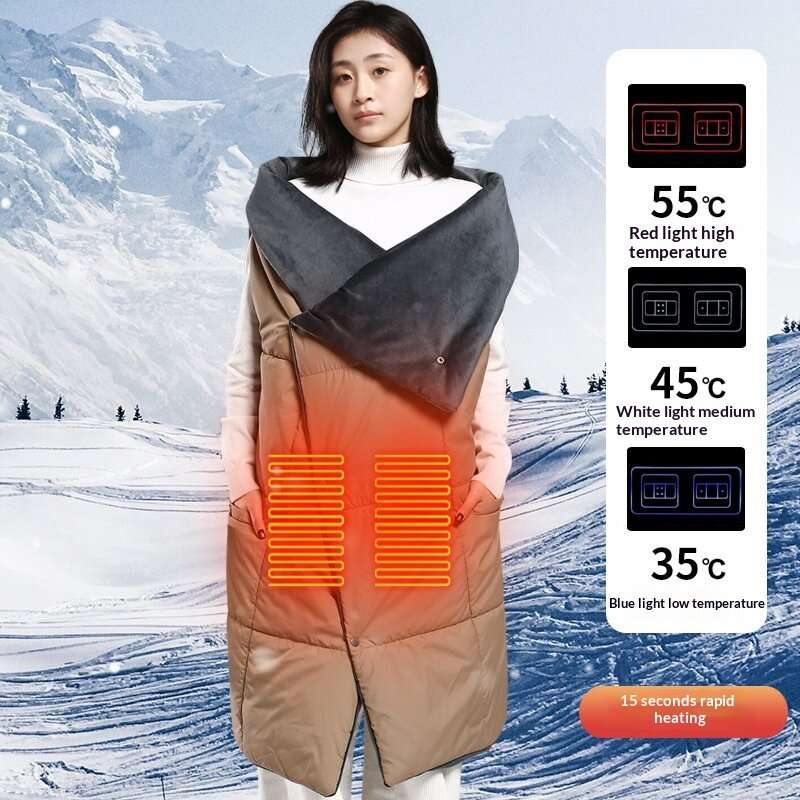 Grey - TENGOO Heated Throw Blanket 6 Heating Zones Trible Gears Temperature Level Control Washable S