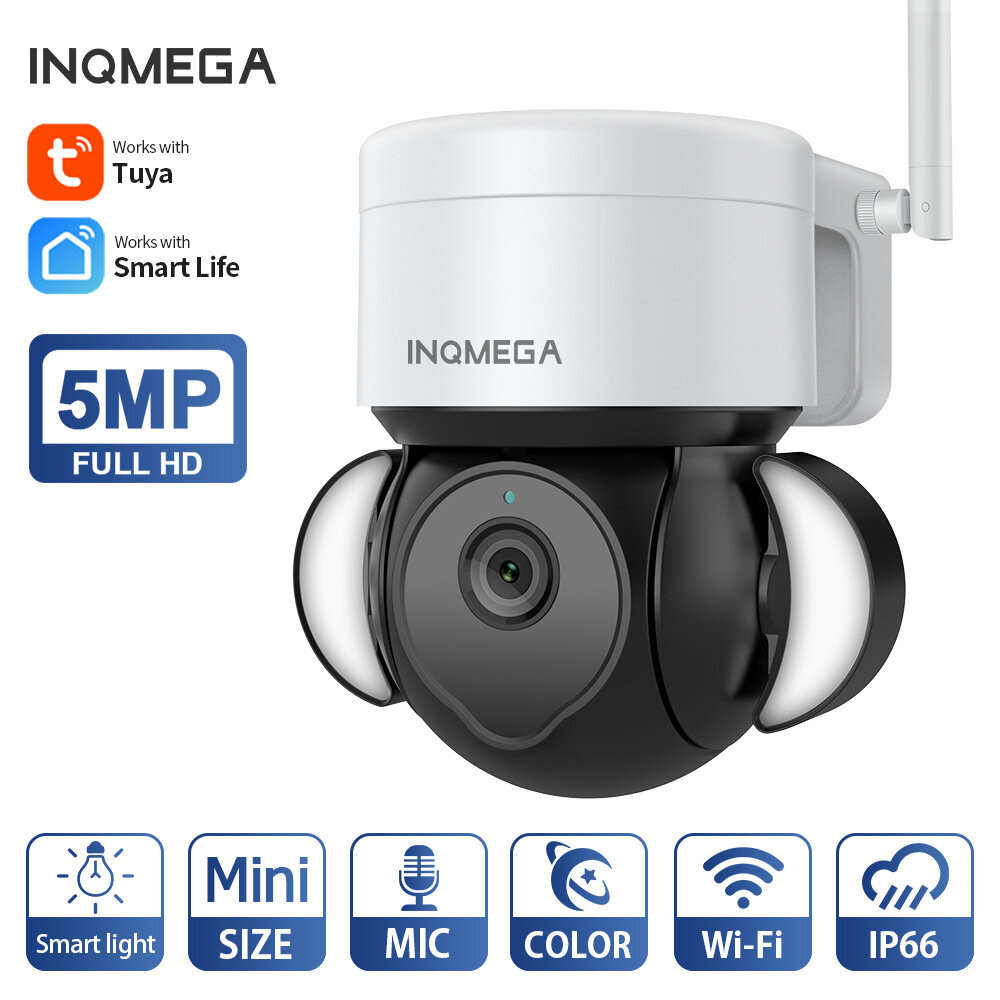 EU Plug - Tuya 5MP Smart WiFi Floodlight Camera Wireless Color Night Vision Auto Tracking Two-way Au